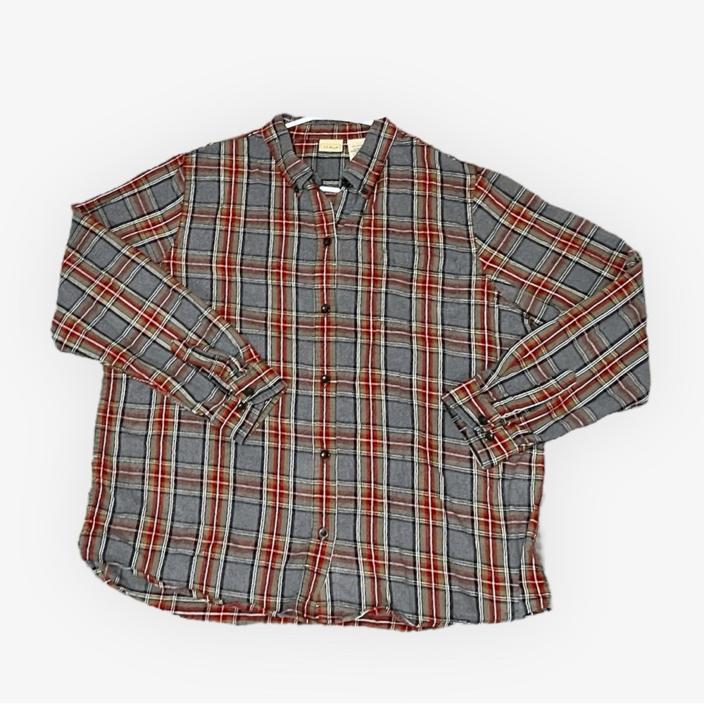 L.L. Bean Red and Gray Casual Button Down Cozy L/S Flannel Women’s size XL